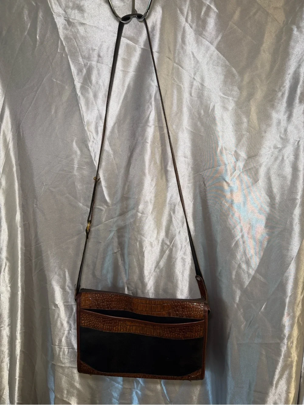 Vintage Brahmin Two Tone Mixed Media Crossbody Bag Purse